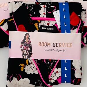 Elegant Women's Room Service Pajama Black Blossom Floral Women’s Large L